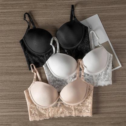 U-Shaped Large Backless Bra for Women with Big Busts, Minimizing, Gathering, Anti-Sagging, Sexy Lace, Invisible, Thin, Beautiful Back, Plus Size Bra