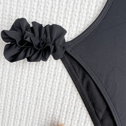 Sexy Ruffled Edge Push Up Swimwear Woman One Piece Swimsuits Cut Out Monokini Bathing Suit Swimming Suit Underwire Bathers Swim