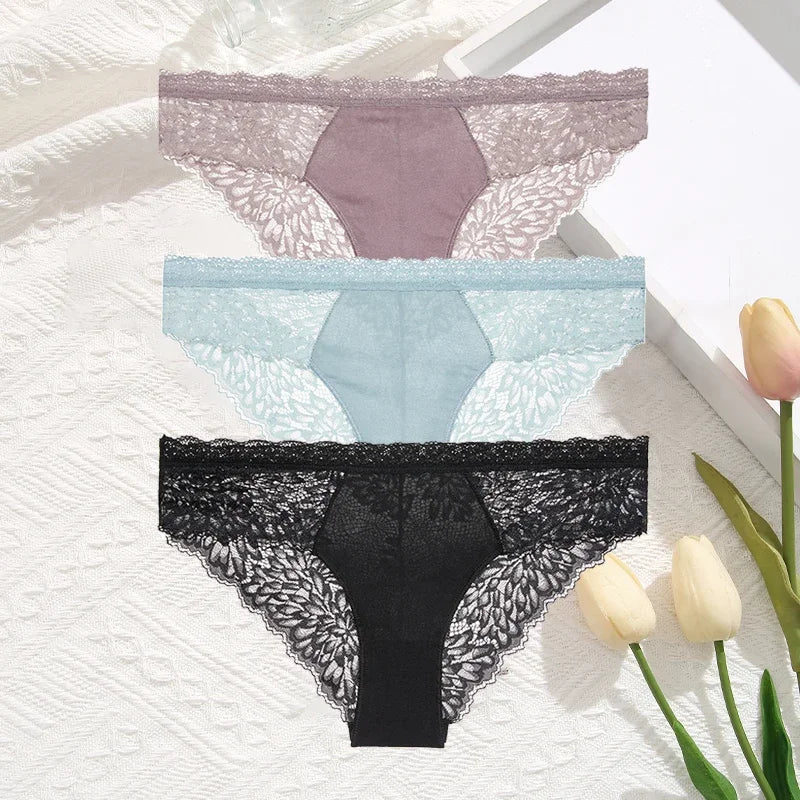 Premium Seamless Lace Briefs for Women – 3-Piece Set
