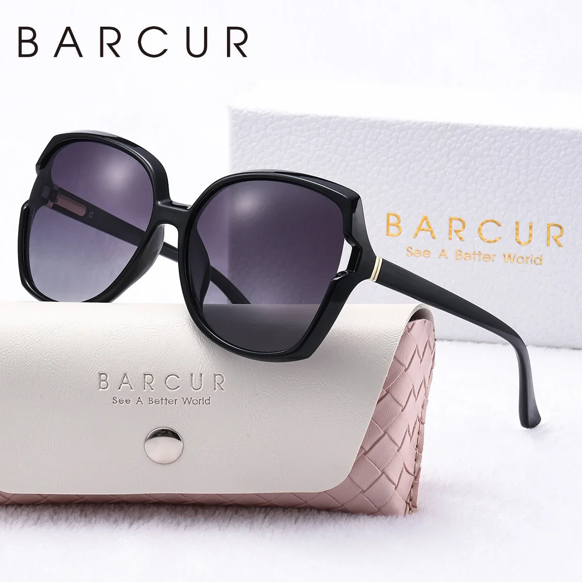 BARCUR Women’s Gradient Butterfly Frame Polarized Fashionable Sunglasses – Trendy Elegant Large PC Elliptical Design with UV400 Protection for Summer Travel Beach Shopping &amp; Summer Style – White Gift Box Included