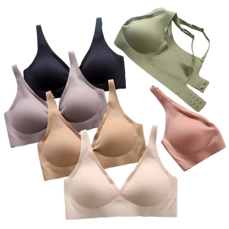 Sexy Seamless Bras For Women Wire Free Push Up Brassiere Deep V-Neck Lingerie U-Back 2-Hook Underwear Intimates S-5XL