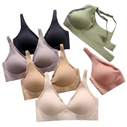 Sexy Seamless Bras For Women Wire Free Push Up Brassiere Deep V-Neck Lingerie U-Back 2-Hook Underwear Intimates S-5XL
