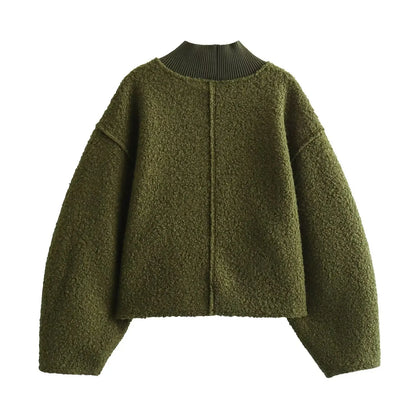 Foridol Turtleneck Fluffy Hoodie for Women Autumn Casual Loose Pullovers Female Basic Fashion Winter Women&