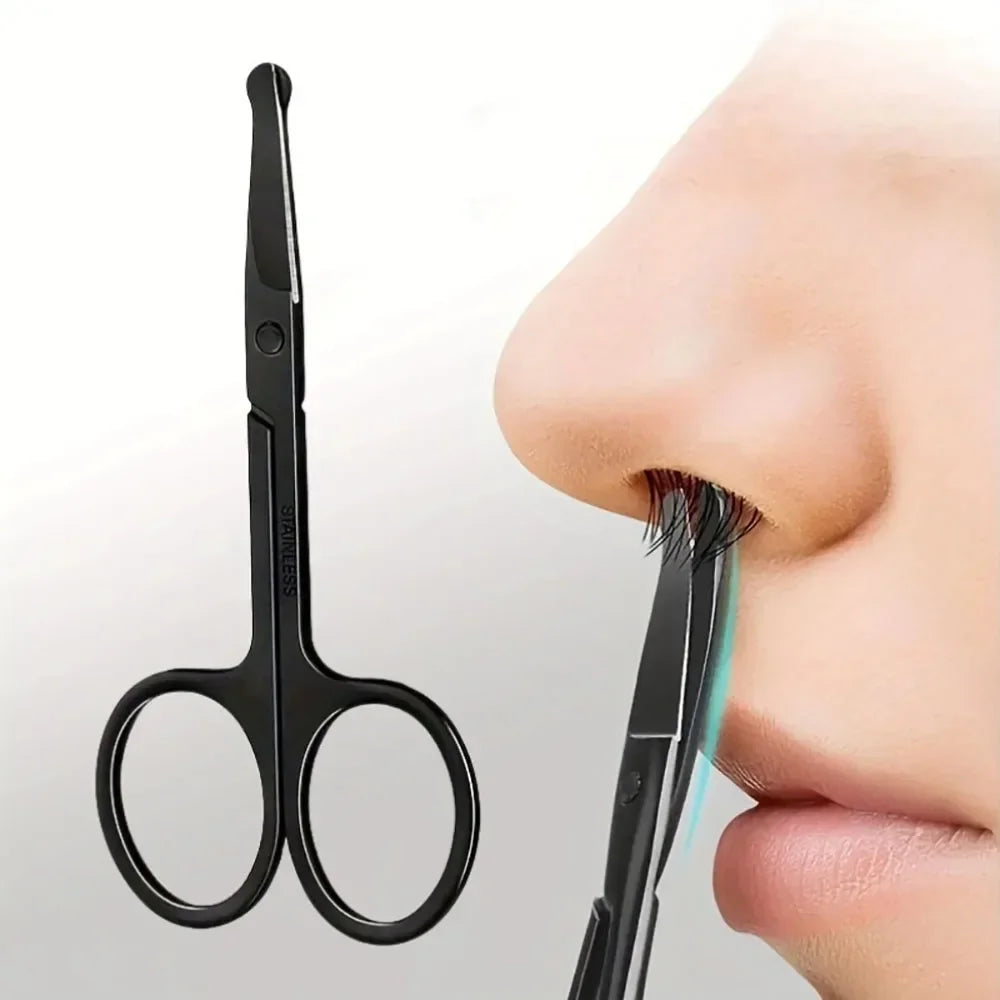 Black Round Head Nose Hair Trimmer, Stainless Steel Safety Nose Trimmer for Men &amp; Women