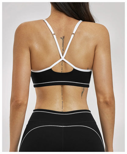Yoga Bra U-Shaped Adjustable Shoulder Strap Cross Back Women Fitness Sports Bra Top Gym Yoga Athletic Tight Workout Jog Soft Pad