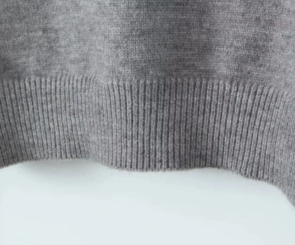 Foridol Grey Flare Sleeve Turn Down Collar Warm Winter Sweater Women Pullover Knitted Jumper Autumn Casual Sweater Loose