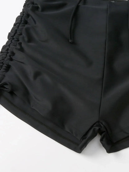 2026 Plain Drawstring Two Pieces Women Swimsuit Solid Sexy Swimwear Female Bathers Bathing Swimming Suit Summer Beachwear