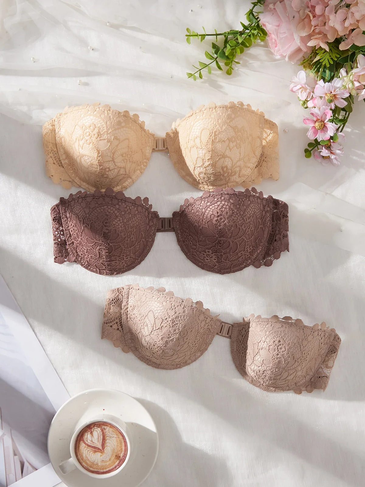 3Pcs Thin Cup Strapless Women&