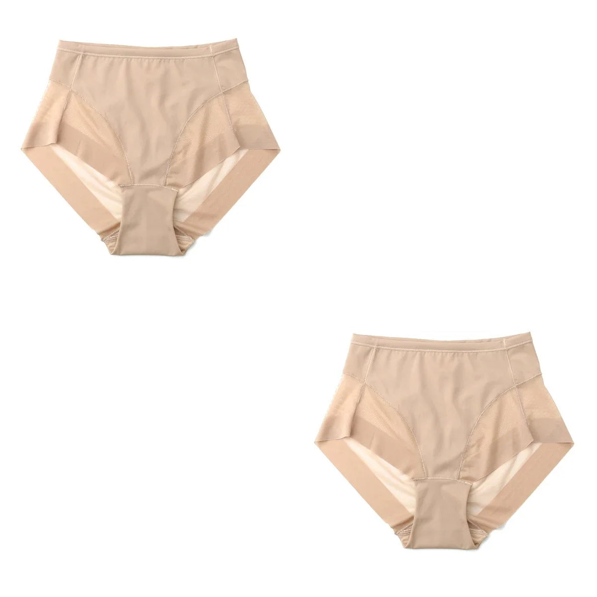 2Pcs/Set Women High Rise Briefs Panties Tummy Control Underwear Hip Shaping Sheer Mesh Panel Shapewear Sexy Lingerie S-3XL