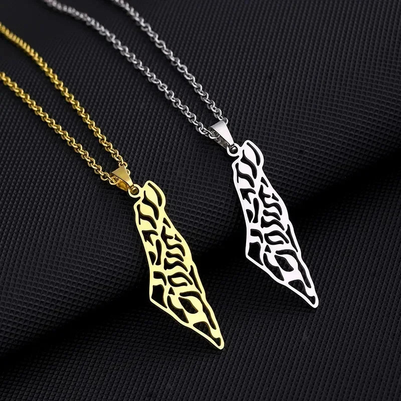 Palestine Map Necklace - Stainless Steel Pendant - Hypoallergenic &amp; Dainty