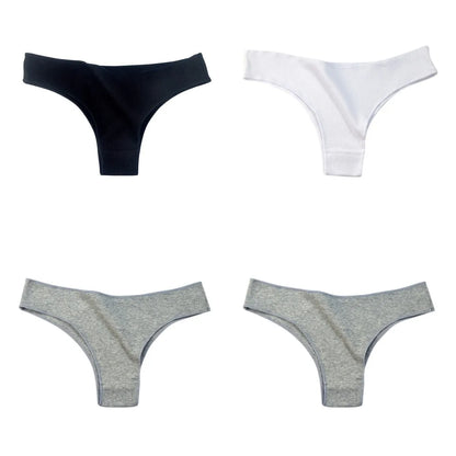 4Pcs/Set Cotton Panties Women Breathable Briefs Soild Underwear Female Underpants Low Waist Brazilian Panty Sexy Lingerie M-XL