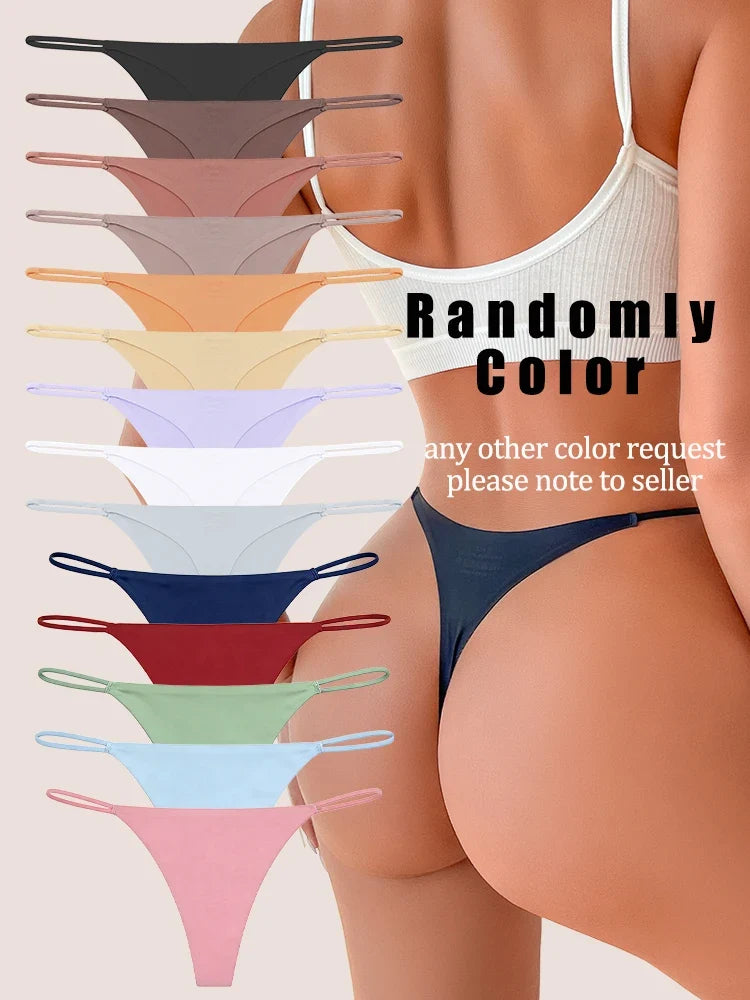 6PCS/SET Seamless Thong Women Thin Strap Low Waist High Flexibility Panties Sexy Ladies Briefs Comfortable Multicolor Underwear