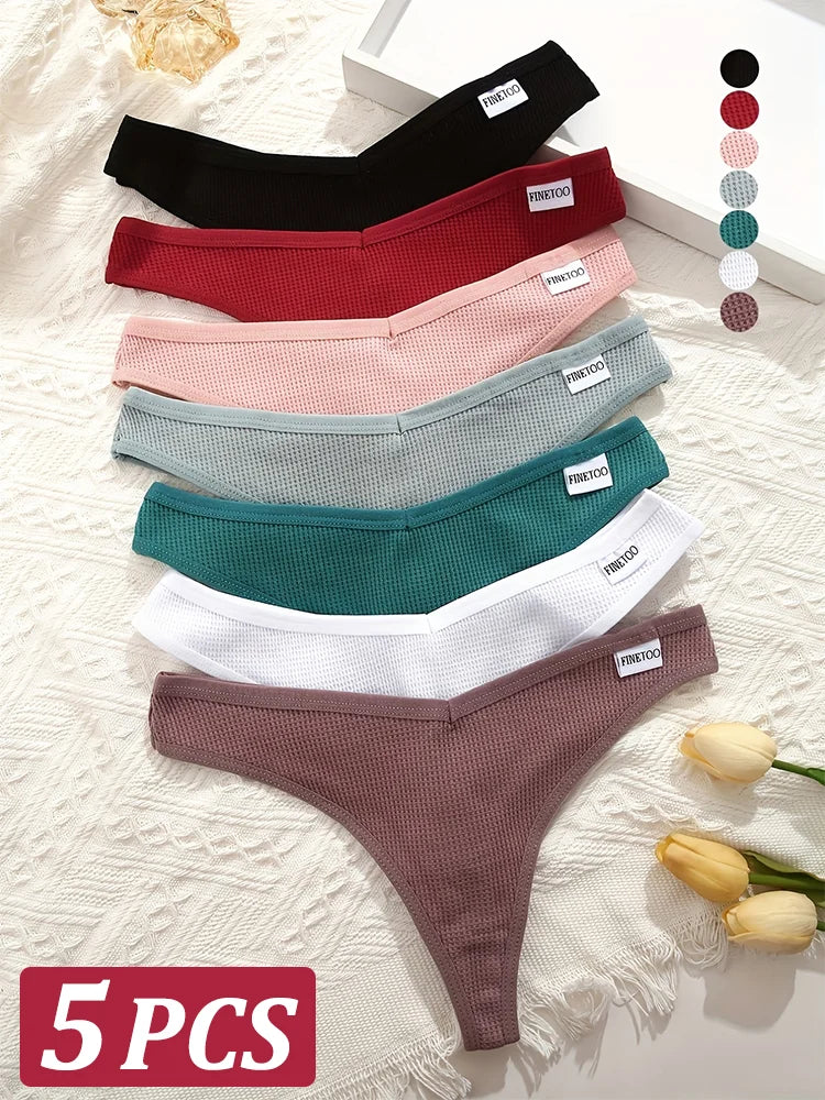 Premium Cotton G-String Panties 5-Piece Set for Women