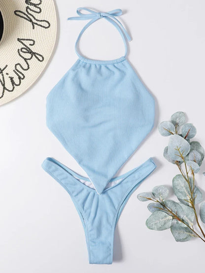 light blue Halter Bandana Bikinis Sets micro Thong sexy Swimsuit Women Swimwear Backless high cut Bathing Suit Bikini 2026 Mujer
