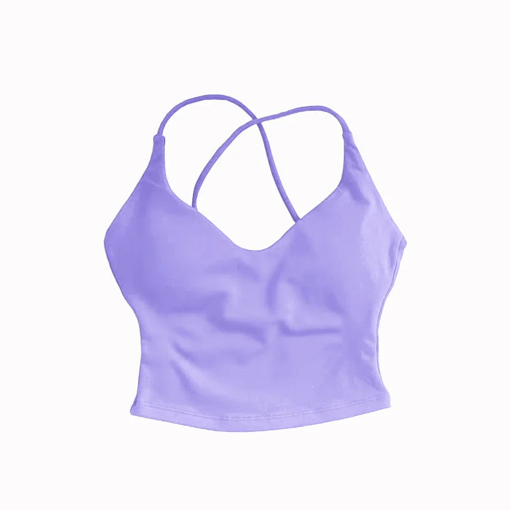 NCLAGEN Dynamic Strappy Top Gym Clothes High Support Push-up Fitness Tank Top Back Cross Workout Pilates Yoga Running sports Bra