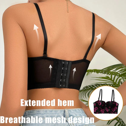 Pretty Women Underwear Embroidered printed corset Women Push Up Bra black Lingerie Lace Bra B6131