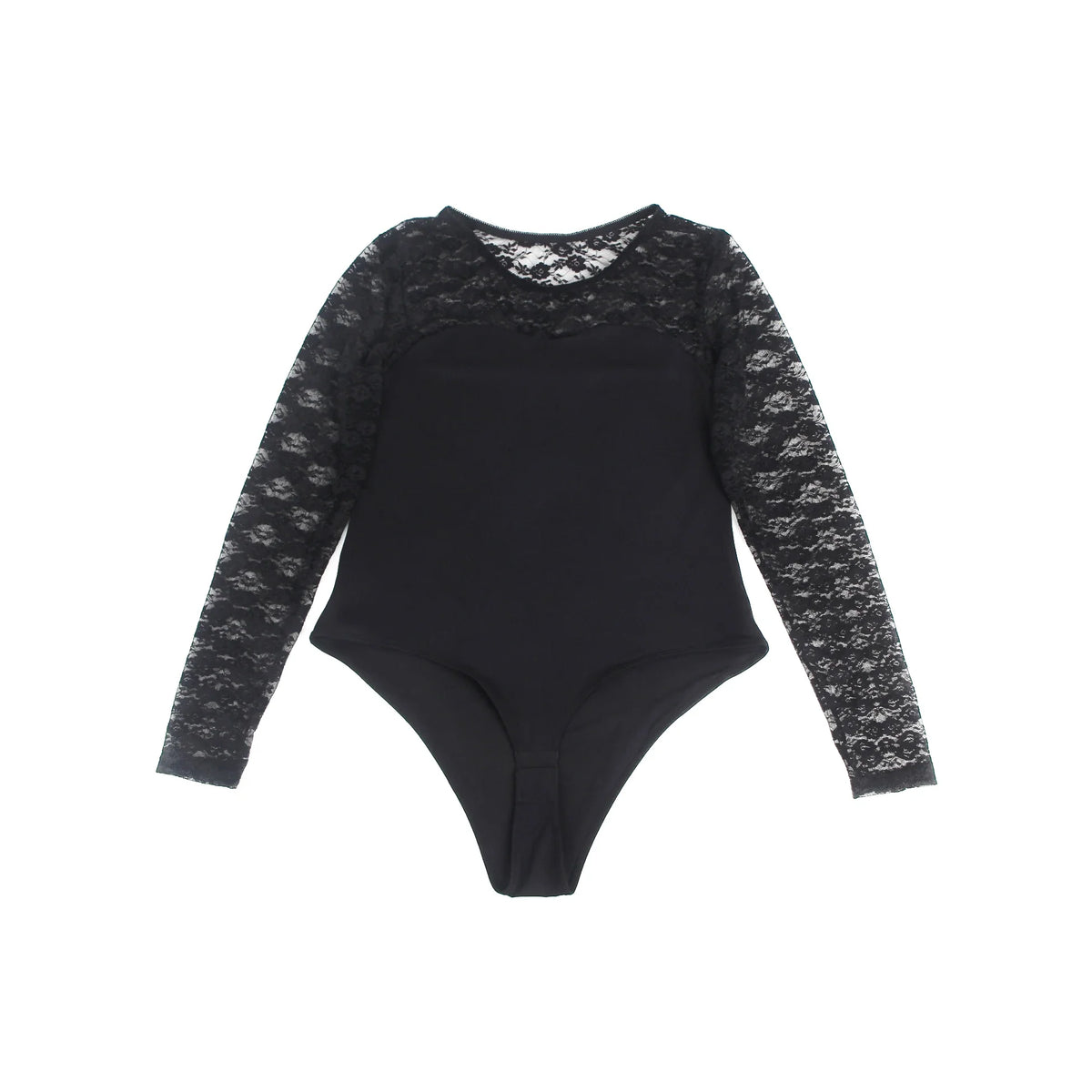 Black Lace Long Sleeve Open Crotch Bodysuit for Women Sheer Mesh Teddy Lingerie Push Up Swimwear Fabric Sexy Jumpsuit