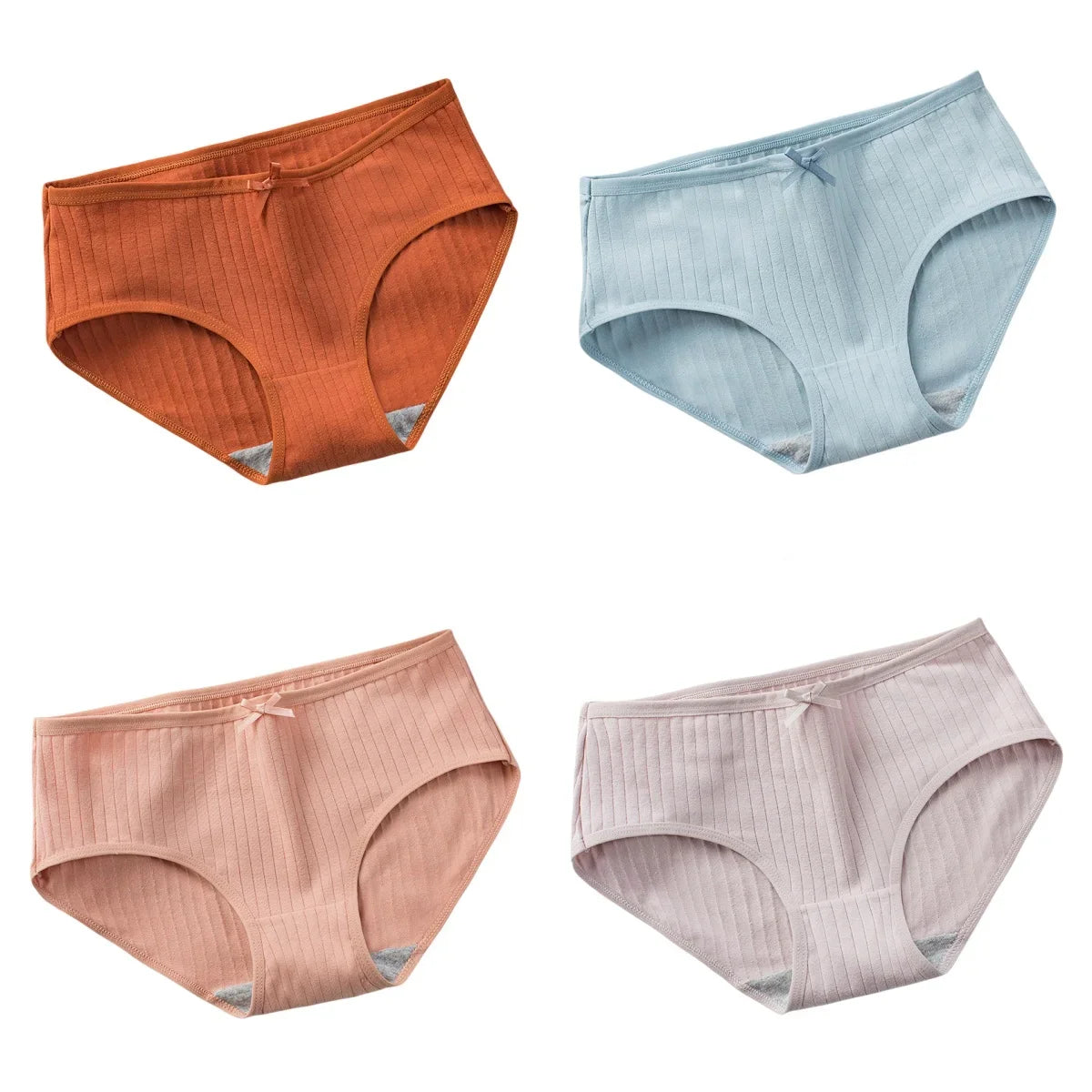 4Pcs/Set Women Cotton Panties Low Waist Briefs Breathable Comfort Underwear Sexy Lingerie Solid Color Underpants Intimates M-XL