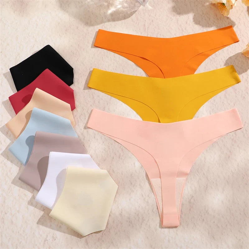 10PCS Seamless Ice Silk G-String Panties for Women