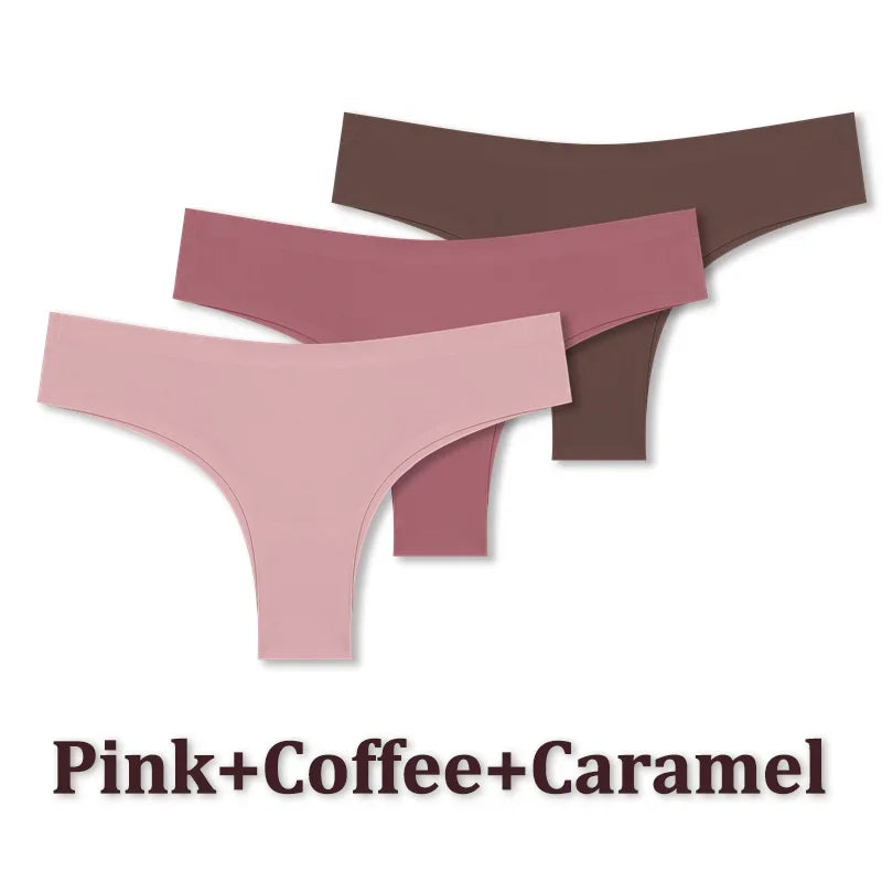 3-Piece Seamless Brazilian Panties Set – Ultra-Thin Ice Silk Underwear