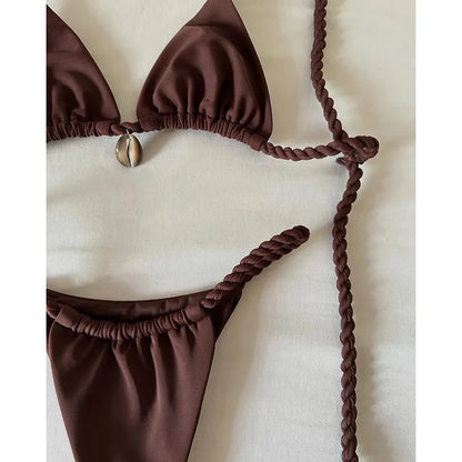Micro Bikinis Sexy Women Swimsuits Swimwear 2025 Push Up Bikini Set Shell Bathing Suit Halter Beachwear Brazilian Biquini Female