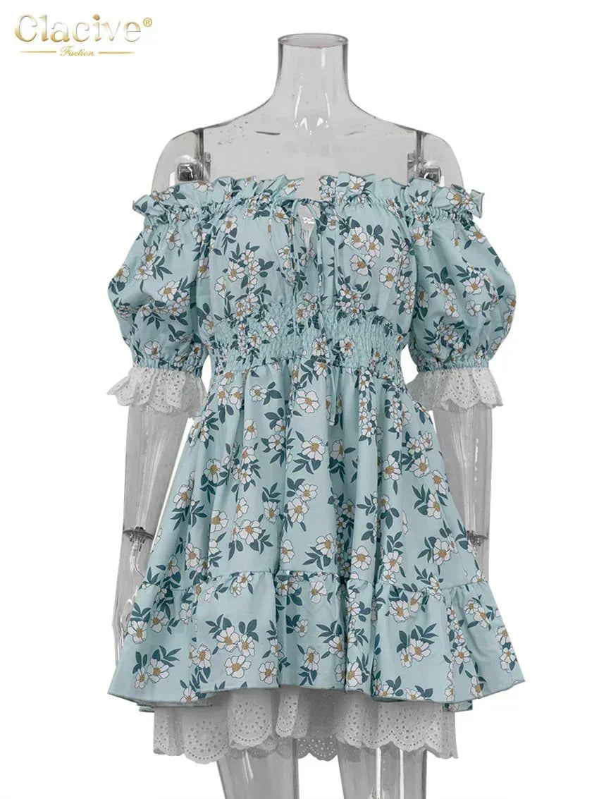 Clacive Summer Slim Print Women&
