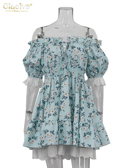 Clacive Summer Slim Print Women&