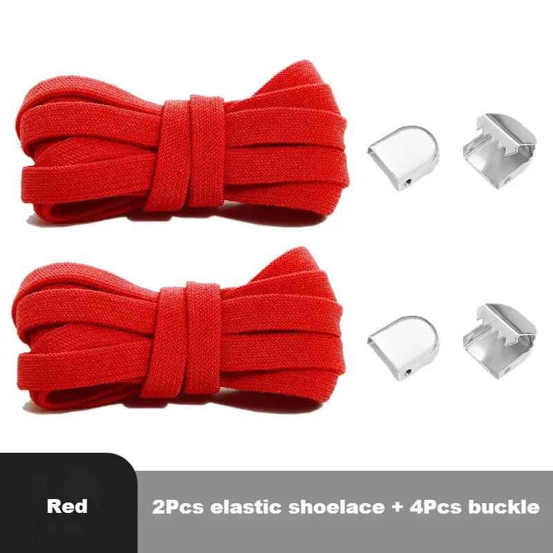 1 Pair Flat Elastic No-Tie Shoe Laces for Sneakers Tennis Shoes Quick Clip-On Shoelaces Accessories for Kids &amp; Adults
