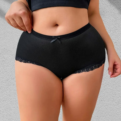 1pcs Plus Size 1XL-4XL Ribbed Seamless Women Panties Bow Breathable Comfortable Sexy Lingerie Lady Briefs New Style Underwear