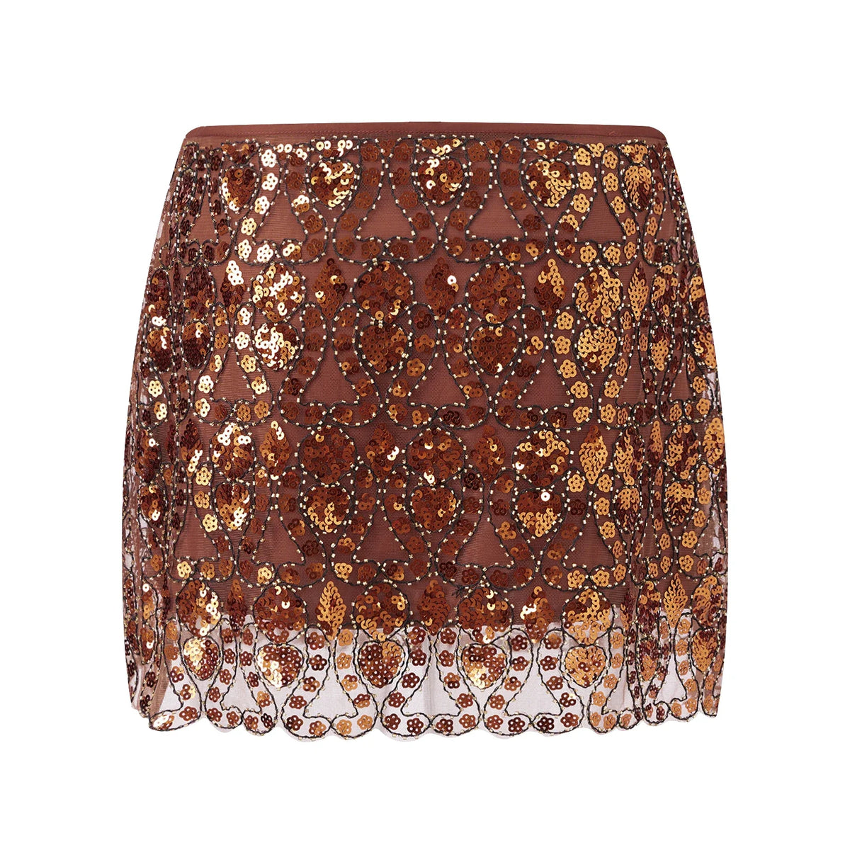 Womens Summer Sequined Mini Skirt Slim Fit Stylish Beaded Geometric Pattern Low Rise Short Skirts