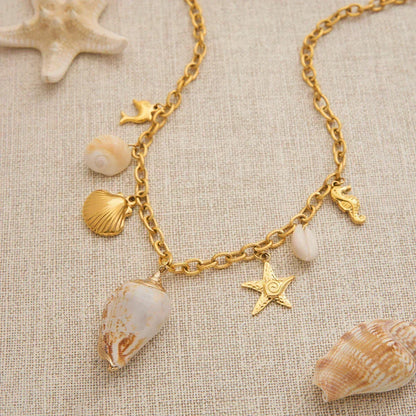 Zora Colorful Summer Holiday Style Conch Pendant Necklace Women&