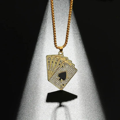 Men Hip Hop Full Rhinestone King Queen Pendants Necklaces Bling Bling Iced Out Cuban Link Chain Hiphop Necklace Men Jewelry Gift