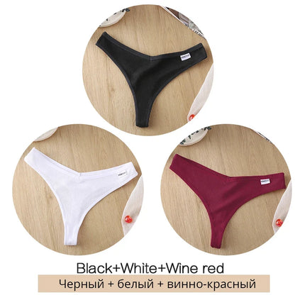3-Piece Cotton G-String Thongs for Women – Breathable Low-Rise Panties