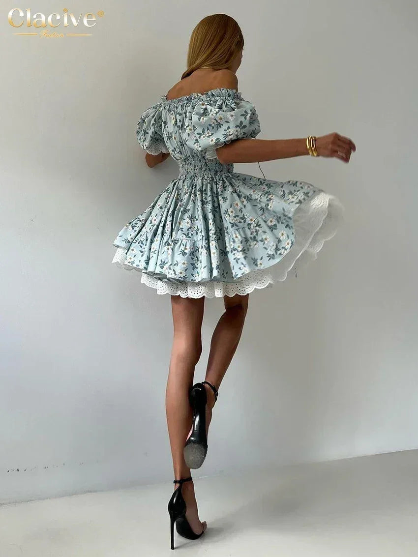Clacive Summer Slim Print Women&