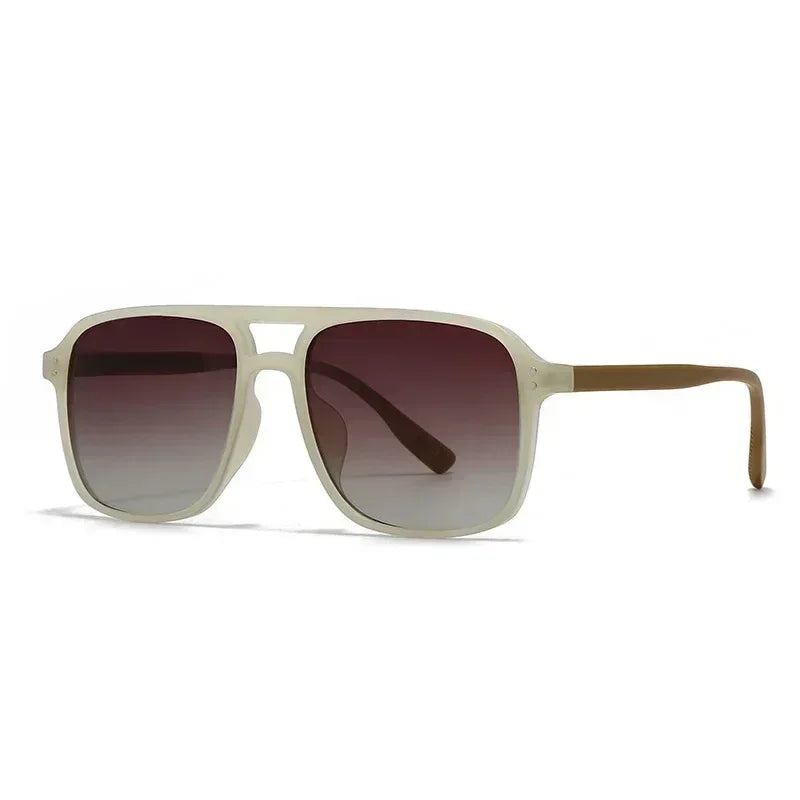 SO&amp;EI Fashion Double Bridges Square Rivets Women Sunglasses Retro Men Gradient Shades UV400 Sun Glasses