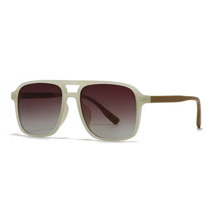 SO&amp;EI Fashion Double Bridges Square Rivets Women Sunglasses Retro Men Gradient Shades UV400 Sun Glasses