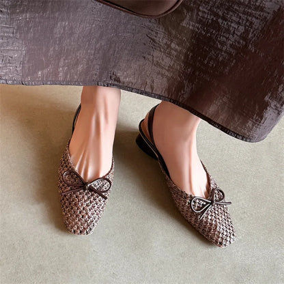 Woven Bow Back Strap Design Sandals Women&