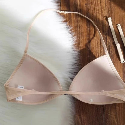 Sexy French Triangle Bra No Underwire Push-Up Front Button Beauty Back Women&