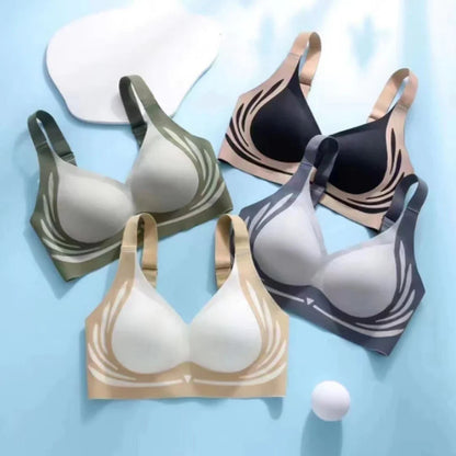 Seamless Ladies Underwear V-neck No Steel Ring Small Chest Gathered Adjustable Comfortable Thin Top Bra Breathable Gathered