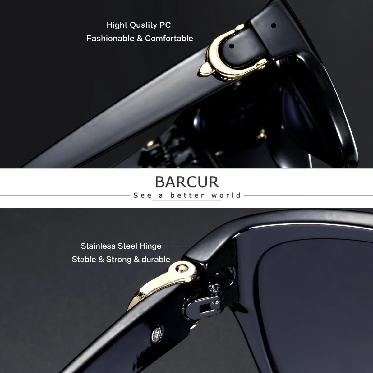 BARCUR Polarized Men’s Fashion Sunglasses – Elliptical Gradient TAC Lens with UV400 Protection – Lightweight Stainless Steel Frame Stylish Summer Eyewear for Travel Driving &amp; Outdoor Gift Occasions