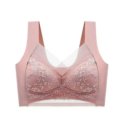 L-5XL Women Large Bra Push Up Ice Silk Seamless upper Bralette Lace Wireless Summer Bras Plus Size Top Lingerie Underwear 15019