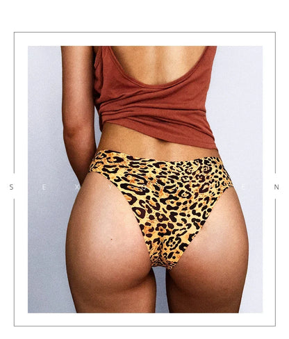 Ice Silk Seamless Snake Leopard Women Panties Sexy G String Thong Underwear T Back Girls Briefs Fitness Lingerie Plus Size M-XXL