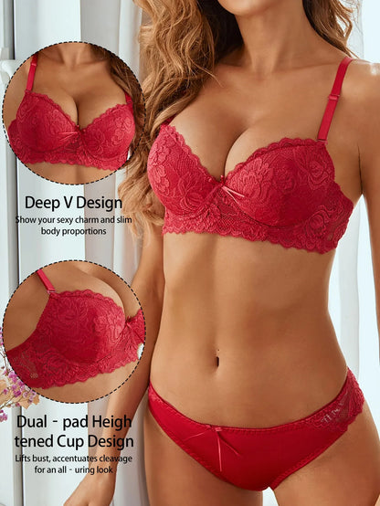 2 pieces of wine red Brassiere set sexy lace Lingerie set Women Underwear Set A2155