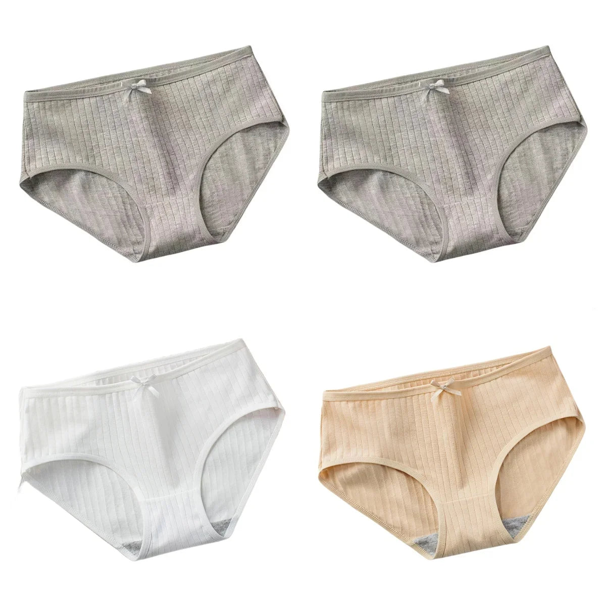 4Pcs/Set Women Cotton Panties Low Waist Briefs Breathable Comfort Underwear Sexy Lingerie Solid Color Underpants Intimates M-XL