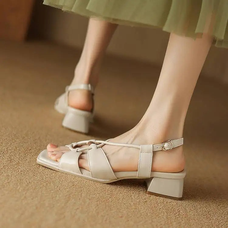 Summer New Model Fashion Middle Heeled Women&