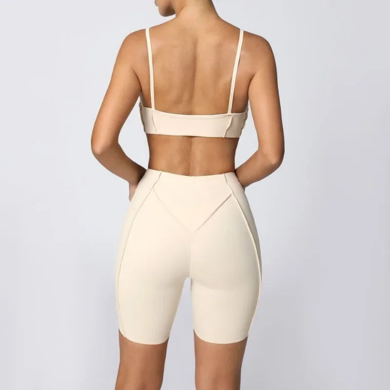 2-Piece Yoga Set – Open Back Sports Bra &amp; High Waist Shorts
