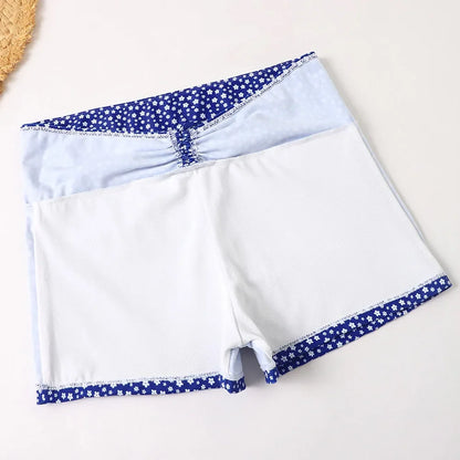 High Waist Bikini Swimsuit Women 2024 Floral Print Swim Suits Drawstring Front Shorts Boxers Swimwear Trunks Pool Bathing Suit