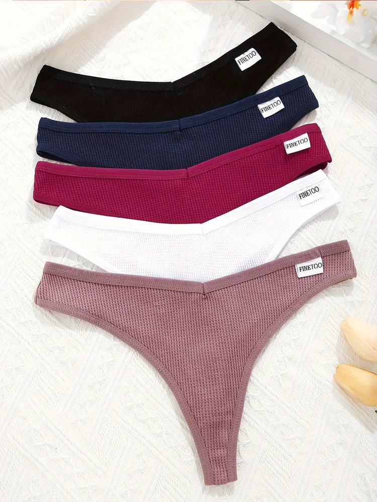 Premium Cotton G-String Panties 5-Piece Set for Women
