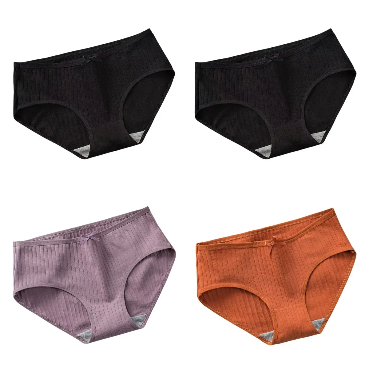 4Pcs/Set Women Cotton Panties Low Waist Briefs Breathable Comfort Underwear Sexy Lingerie Solid Color Underpants Intimates M-XL
