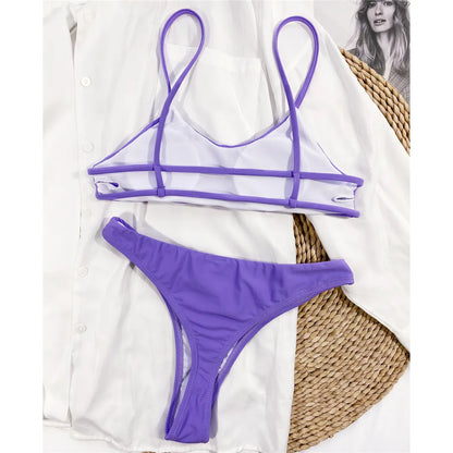New Sexy Mini Micro Thong Bikini Women Swimwear Female Swimsuit Two-Pieces Bikini Set Padded Bather Bathing Suit Swim Lady V3077